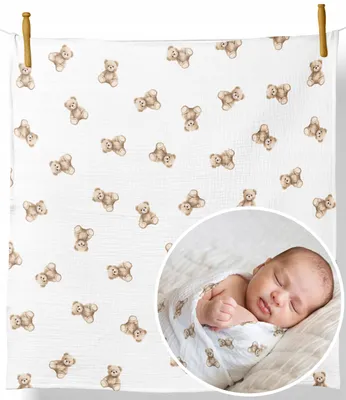 Produktbild von Musselin Mullwindel 120x120 cm  – Dickes Mulltuch gekreppt, Baby Einschlagtuch & Decke