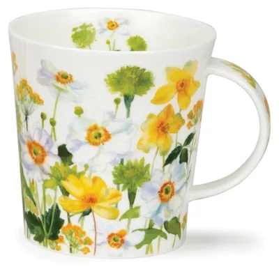 Mok aus Feinem Knochenporzellan, Blumenmuster, 0,32 l, Weiß