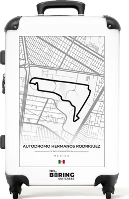 Produktbild von NoBoringSuitcases.com® Großer Koffer - Rennstrecke - Formel 1 - Autódromo Hermanos Rodríguez - Italien - Weiß - Kombinationsschloss TSA - Hartschalen Trolley 4 Rollen - 72 liter - Reisekoffer - 66 cmKoffer Mittelgroß 67x43x25 cm, 72L,