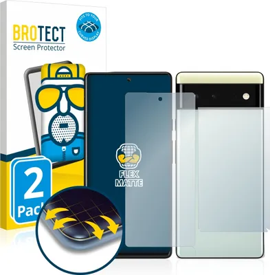 Produktbild von 2x BROTECT Fullscreen Schutzfolie für Google Pixel 6 (Display+Rückseite) Displayschutz Folie Fullcover Matt Entspiegelungsfolie