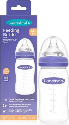 Produktbild von Lansinoh | Babyflasche 240 ml - Naturweiche Silikon - Anti-Kolik - Ideal für Stillen und Füttern