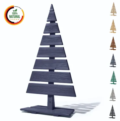 Immagine prodotto di Floranica Albero di Natale in legno naturale 90x45cm Antracite Decorazione natalizia per interni ed esterni albero in legno di larice fatto a mano