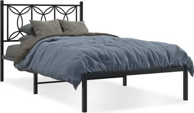 Obrázok produktu pre vidaXL Posteľný rošt s čelom kovový čierny 100x200 cm