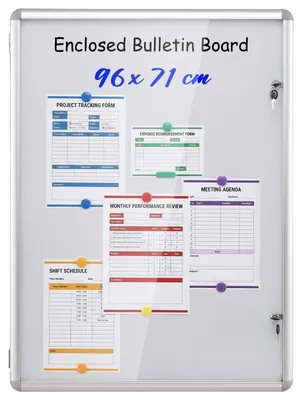Produktbild von COSTWAY Schaukasten abschließbar, 96x71cm Magnetisch Infokasten mit beschreibbare Rückwand, Aushangkasten Wandmontage & Alurahmen, Plakatschaukasten