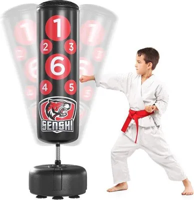 Produktbild von Famanu Junior Boxsack für Kinder - Freistehender Boxsack für Kickboxen, Karate, Muay Thai und Taekwondo
