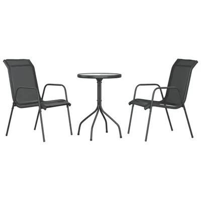 Produktbild von vidaXL 3-tlg. Garten-Essgruppe Schwarz Stahl