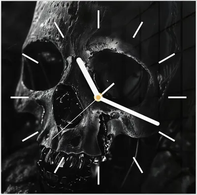 Produktbild von Wanduhr aus Glas mit Motiv Schädelaufnahme- 30 x 30 cm - inkl. Aufhängesystem