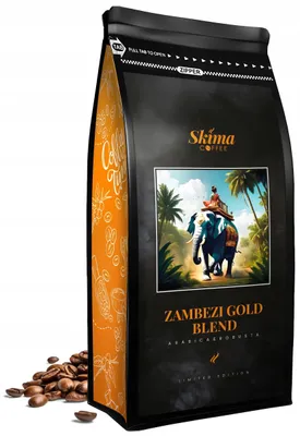 Immagine prodotto di Caffè in grani 1 kg ZAMBEZI GOLD BLEND (LIMITED EDITION) appena tostato per macchine automatiche + sottobicchiere