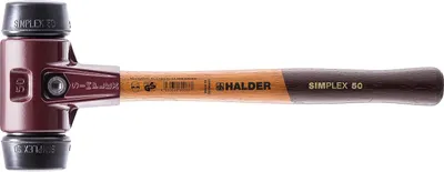 Produktbild von Halder Schonhammer Durchmesser 80mm 3220g Simplex Gummi / schwarz mit Holzstiel - 3002080
