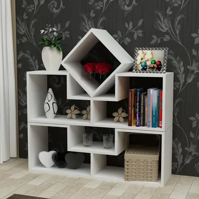 Produktbild von Skye Decor, Beled - White, Bücherregal, Weiß, 100 % MELAMINBESCHICHTETE SPANPLATTEN, 105 x 29,5 x 76,4 cm
