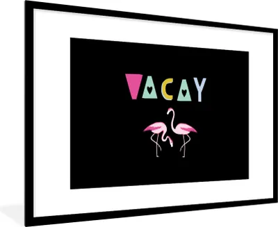 Produktbild von MuchoWow® Gerahmtes Poster Sommer - Flamingo - Rosa 90x60 cm - Poster mit Schwarzem Bilderrahmen Wandposter Rahmen Foto Bilder - Wanddekoration - Fotos