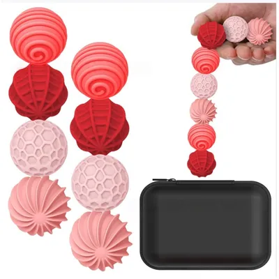 Produktbild von INF Silikon Magnetische Fidget-Bälle 8er-Pack – Weiches taktiles sensorisches Stressabbau-Set, tragbare Fingerspitzenmassage Rosa