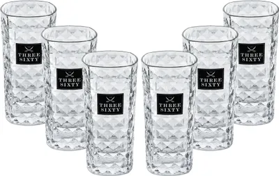 Produktbild von Three Sixty Vodka Longdrink Glas Gläserset eckig - 6x 0,3L geeicht