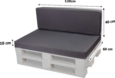 Image de Set de coussins de palette 120×60 x 120×40 cm Anthracite - Coussins d'assise et de dossier pour canapé de palette, avec housse amovible, salon de jardin confortable