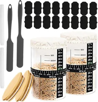 Produktbild von Famanu Gärglas-Set 900 ml - inklusive Zubehör für die perfekte Sauerteigzubereitung