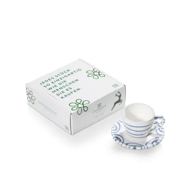 Produktbild von Gmundner Keramik Blaugeflammt Espresso für Dich/2tlg.im Geschenkk.