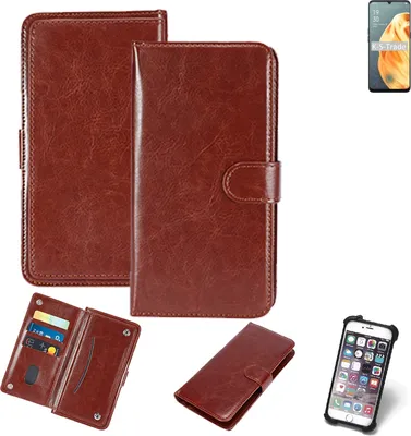 Produktbild von K-S-Trade 360° Hülle kompatibel mit Oppo F15 braun Kunstleder Case BookCase WalletCase Kunstlederederhülle Handyhülle, Rundumschutz Bumper (1x)
