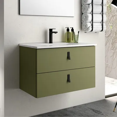 Immagine prodotto di Mobile bagno sospeso colore verde oliva 2 cassetti Invicta 60x45x48H