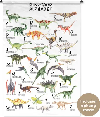 Produktbild von MuchoWow® Wandteppich Wandbehang Alphabet - Dinosaurier - Jungen - Mädchen - Lernen 120x180 cm Tapisserie Dekoration Wandtuch - Schlafzimmer - Dekorationen für das Haus