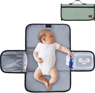 Produktbild von Famanu Wickelauflage XXL für Kleinkinder - faltbare, wasserdichte Wickelmatte in Grün