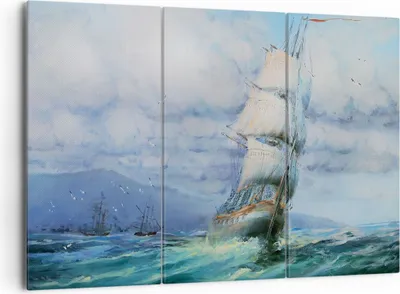 Produktbild von Bild auf Leinwand - Leinwandbild - Meer Segelschiff - 165x110cm - Wand Bild - Wanddeko - Leinwanddruck - Bilder - Kunstdruck - Wanddekoration - Leinwand bilder - Wandkunst - CE165x110-3782