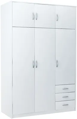 Zdjęcie produktu dla Szafa Trzydrzwiowa Biała Duża Pojemna z Nadstawką i Szufladami SZ03BIAŁY