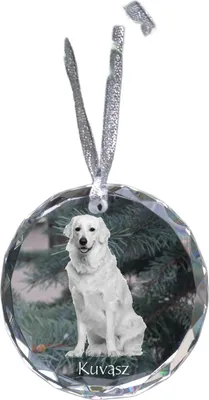 Produktbild von Kuvasz - Kristallkugel mit Foto, Hundebild im Kristall, personalisierter Christbaumschmuck von Art-Dog.