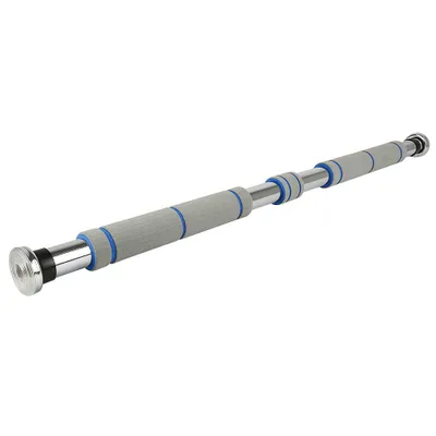 Image de Barre en acier réglable pour tractions sur un cadre de porte, sans vis, 80-115 cm, poignées en mousse EVA