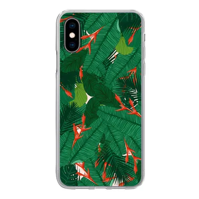 Produktbild von MuchoWow® Handyhülle Schutzhülle Hülle für iPhone X Blumen - Blätter - Muster Silikon Softcase Handy Hülle - Handyhülle