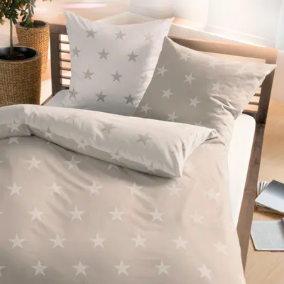 Produktbild von Traumschlaf Biber Bettwäsche Stars natur 200x200 cm + 2x 80x80 cm