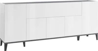 Produktbild von Kommode Dnatal, Küchen-Sideboard mit 6 Türen, Wohnzimmer-Buffet, 100 %  Italy, cm 200x40h82, Weiß glänzend und Schiefer