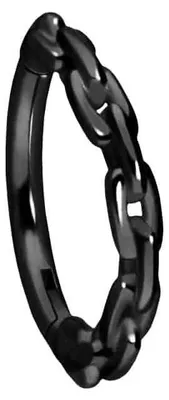 Produktbild von Ohrpiercing, Nasenpiercing, Septum Piercing Chirurgenstahl Segmentring Clicker KETTEN-DESIGN Schwarz Innendurchmesser: 8mm + Stabstärke: 1mm