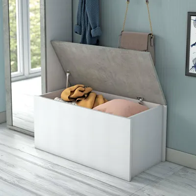Productafbeelding van Ayusnay - Opbergkist, 90x45x45h cm Wit, Soft Close, Italy