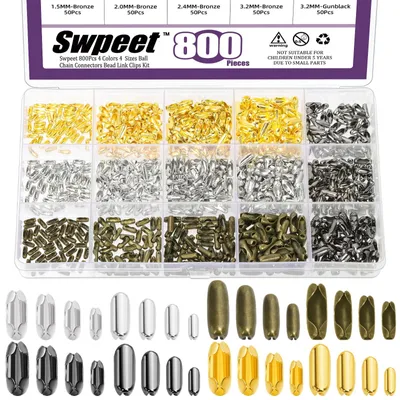 Kugelkettenverbinder-Set 800 Stück 4 Farben 4 Größen für 1,5–3,2 mm Perlen