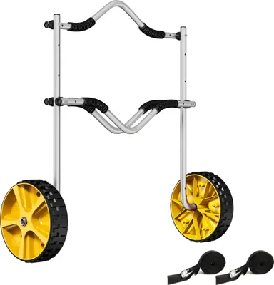 Zdjęcie produktu dla SPORTNOW Wózek na kajak Regulowany wózek na kajak Wózek na łódź Wózek surfingowy Przyczepka do łodzi z paskiem napinającym do kajaków, desek surfingowych, paddleboardów, aluminiowa, żółta