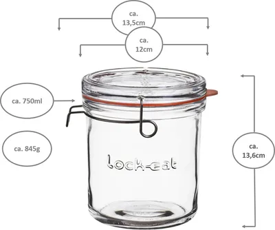 Produktbild von Luigi Bormioli Lock-Eat XL Einmachglas mit Deckel, 750ml, Glas, transparent, 1 Stück