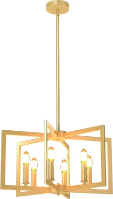 Obrázok produktu pre COSTWAY 6-svetelný luster, závesné stropné svietidlo priemyselné s nastaviteľnou výškou 67-157 cm, závesná lampa stropné svietidlo kov starožitné zlato