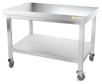 Immagine prodotto di Tavolo da lavoro in acciaio inossidabile, base da 1200 x 700 mm, su ruote, PREMIUM - GOLDINOX