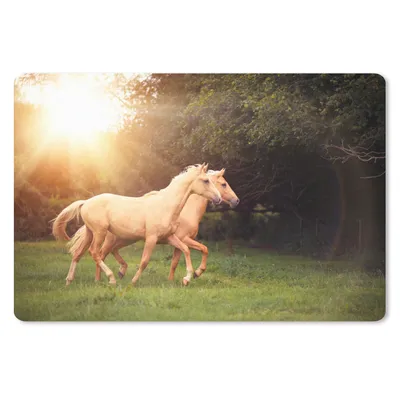 Produktbild von MuchoWow® Mauspad Mousepad Pferde - Wald - Sonne 27x18 cm - Mousepads - Maus Mat - Pad - Mausunterlage - Büroartikel - Desk Matten