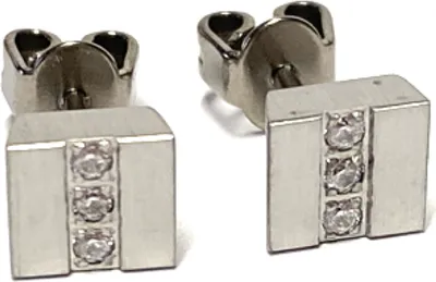 Produktbild von Ohrring Edelstahl matt Zirkonia eckig quadrat Ohrstecker