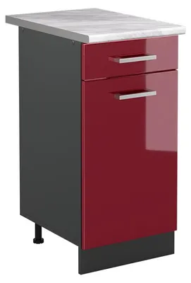 Immagine prodotto di Mobiletto base cucina Vicco R-Line Rosso lucido/Antracite 40 cm piano di lavoro Marmo, Model 61032