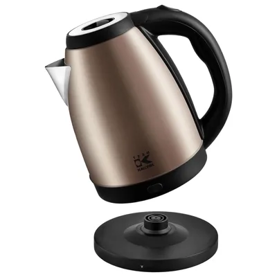 A bronze electric kettle is shown with its power base, isolated on a white background.