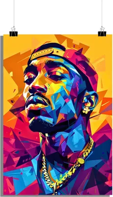 Produktbild von Tupac Poster - Musik Poster - Rap-Ikone Poster - WPAP Poster - Pop Art Poster - Abstraktes Poster - 61x91cm - Perfekt zum Einrahmen