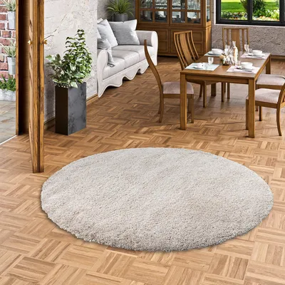 Produktbild von Hochflor Langflor Shaggy Teppich Luxury Champagner Rund, Größe:120 cm Rund
