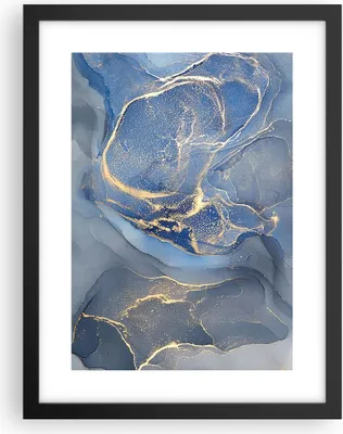 Produktbild von Gerahmtes Poster - Schwarzer Rahmen - Gold Blau Farbe - 30x40 cm - Wand Bild - Wanddeko - Wandbilder - Kunstposter - Wandposter - Bilderrahmen - Bilder - Kunstdruck - Wanddekoration - P2BPA30x40-5029