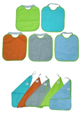 Productafbeelding van Set van 5 waterdichte slabbers met handdoeken voor baby's en peuters