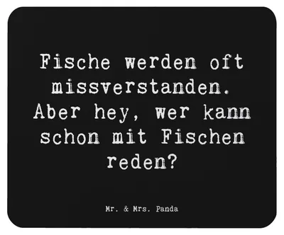 Produktbild von Mr. & Mrs. Panda Mousepad Spruch Fische Geheimnisse - Schwarz - Geschenk, Sternzeichen, Unterwasserwelt, Tierkreiszeichen, Eigenschaften, Mouse Pad, Geschenke, Charakter