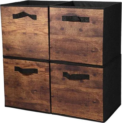 Produktbild von Famanu Aufbewahrungskubussen Set von 4 - Faltbare Stoffboxen - 30 x 30 x 30 cm - Organizer für Regale und Spielzeug