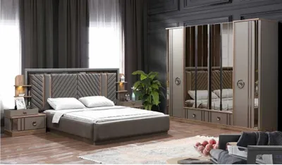 Produktbild von Design Luxus Möbel Modern Bett 2x Nachttisch schrank 4tlg Schlafzimmer Set