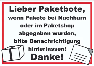Produktbild von Wenn Pakete abgegeben Aufkleber A4 (210x297mm)